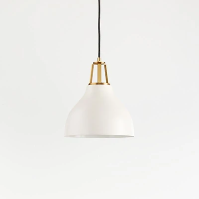 Maddox White Bell Small Pendant Light with Brass Socket