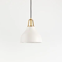 Maddox White Bell Small Pendant Light with Brass Socket