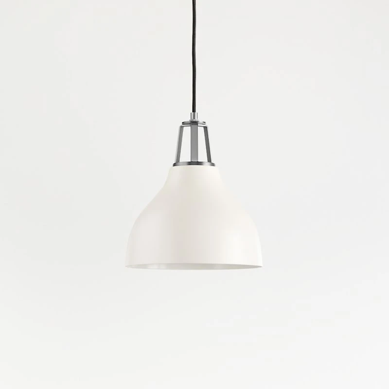 Maddox White Bell Pendant Small with Nickel Socket