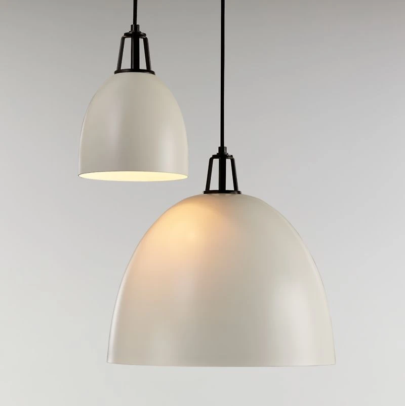 Maddox White Dome Small Pendant Light with Black Socket