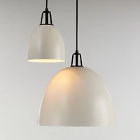 Maddox White Dome Small Pendant Light with Black Socket