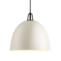 Maddox White Dome Small Pendant Light with Black Socket