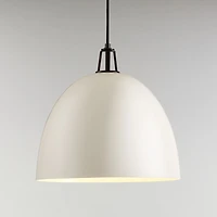 Maddox White Dome Small Pendant Light with Black Socket
