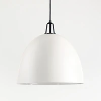 Maddox White Dome Large Pendant Light with Black Socket