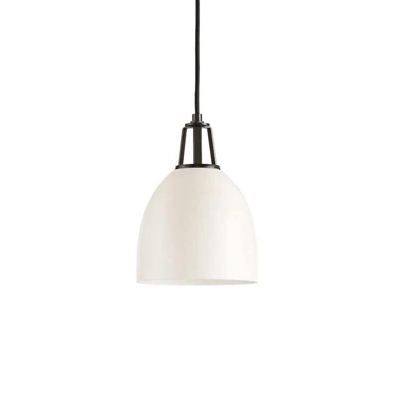 Maddox White Dome Small Pendant Light with Black Socket