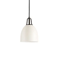 Maddox White Dome Small Pendant Light with Black Socket