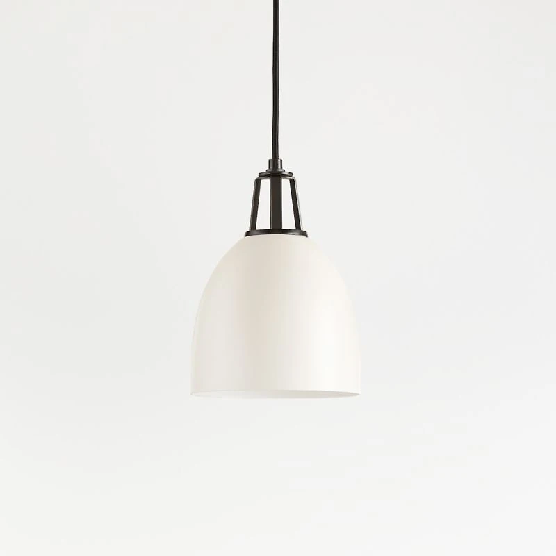 Maddox White Dome Small Pendant Light with Black Socket