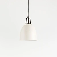 Maddox White Dome Small Pendant Light with Black Socket
