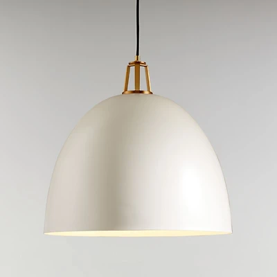 Maddox White Dome Large Pendant Light with Brass Socket