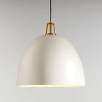 Maddox White Dome Large Pendant Light with Brass Socket