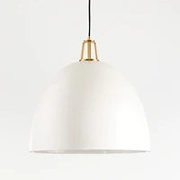 Maddox White Dome Large Pendant Light with Brass Socket
