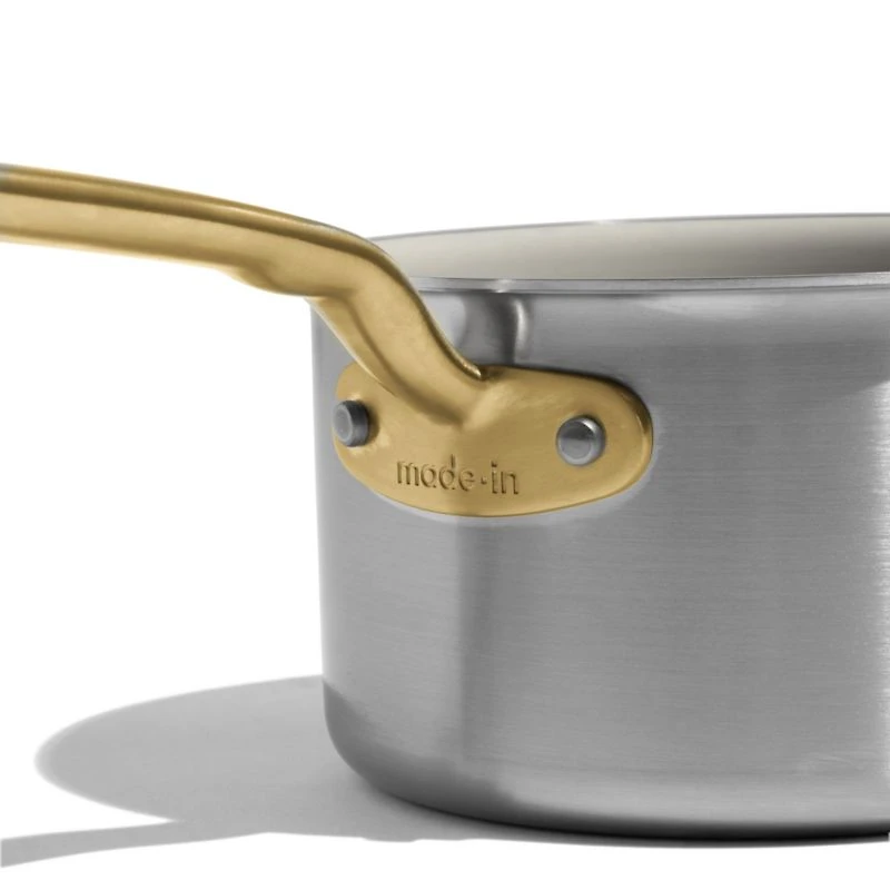 Made In CeramiClad™ Non-Stick 2-Qt. Saucepan with Antique Brass Hardware