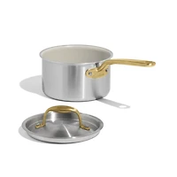Made In CeramiClad™ Non-Stick 2-Qt. Saucepan with Antique Brass Hardware