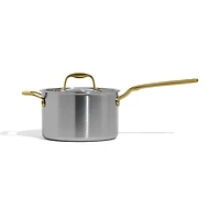 Made In CeramiClad™ Non-Stick 4-Qt. Saucepan with Antique Brass Hardware