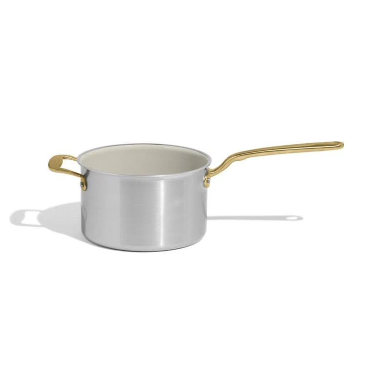 Made In CeramiClad™ Non-Stick 4-Qt. Saucepan with Antique Brass Hardware
