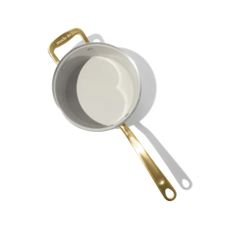 Made In CeramiClad™ Non-Stick 4-Qt. Saucepan with Antique Brass Hardware