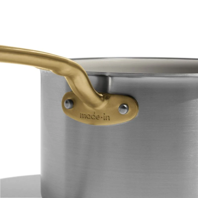 Made In CeramiClad™ Non-Stick 4-Qt. Saucepan with Antique Brass Hardware