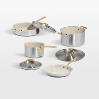 Made In CeramiClad™ Non-Stick -Piece Cookware Set with Antique Brass Hardware