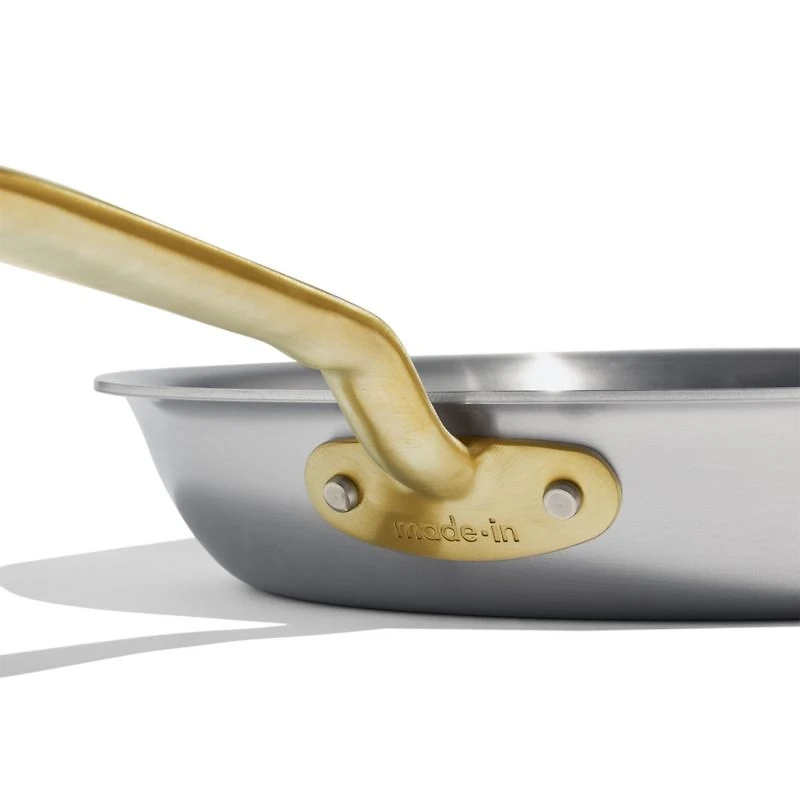 Made In Stainless Clad 10" Fry Pan with Antique Brass Hardware