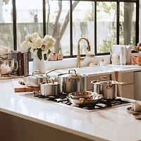 Made In Stainless Clad 10-Piece Cookware Set with Antique Brass Hardware