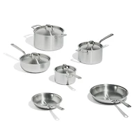 Made In Stainless Clad 10-Piece Cookware Set with Stainless Steel Hardware