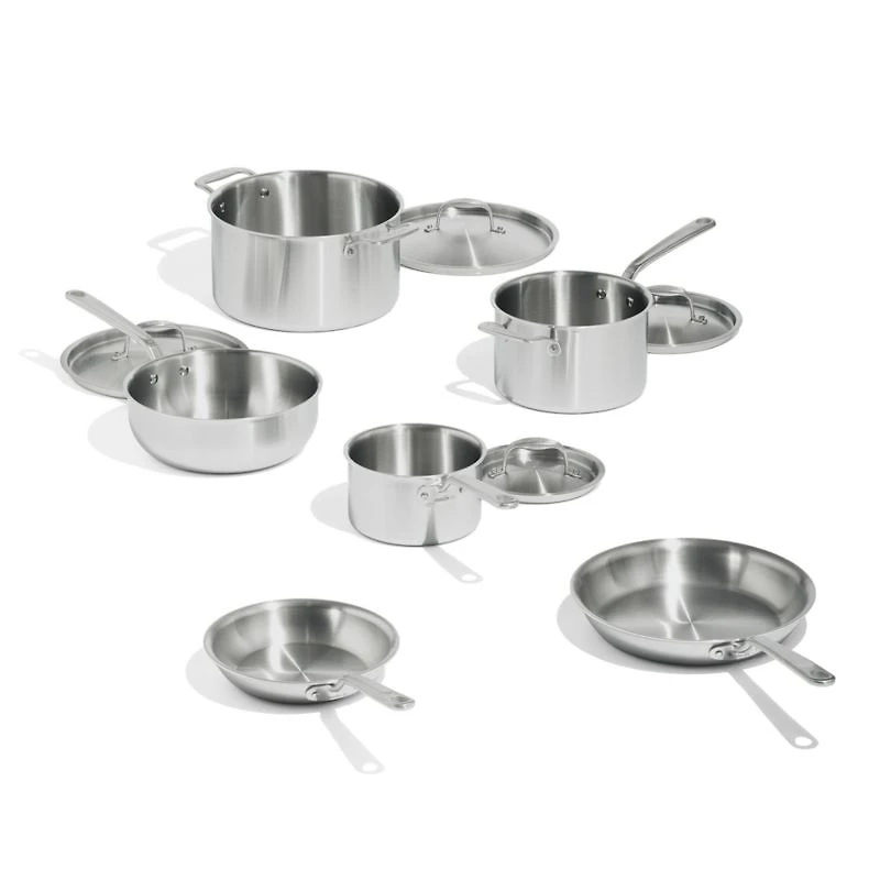 Made In Stainless Clad 10-Piece Cookware Set with Stainless Steel Hardware