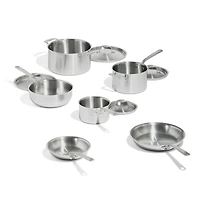 Made In Stainless Clad 10-Piece Cookware Set with Stainless Steel Hardware