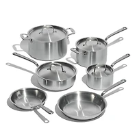 Made In Stainless Clad 10-Piece Cookware Set with Stainless Steel Hardware