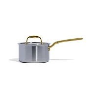 Made In Stainless Clad -Qt. Saucepan with Antique Brass Hardware