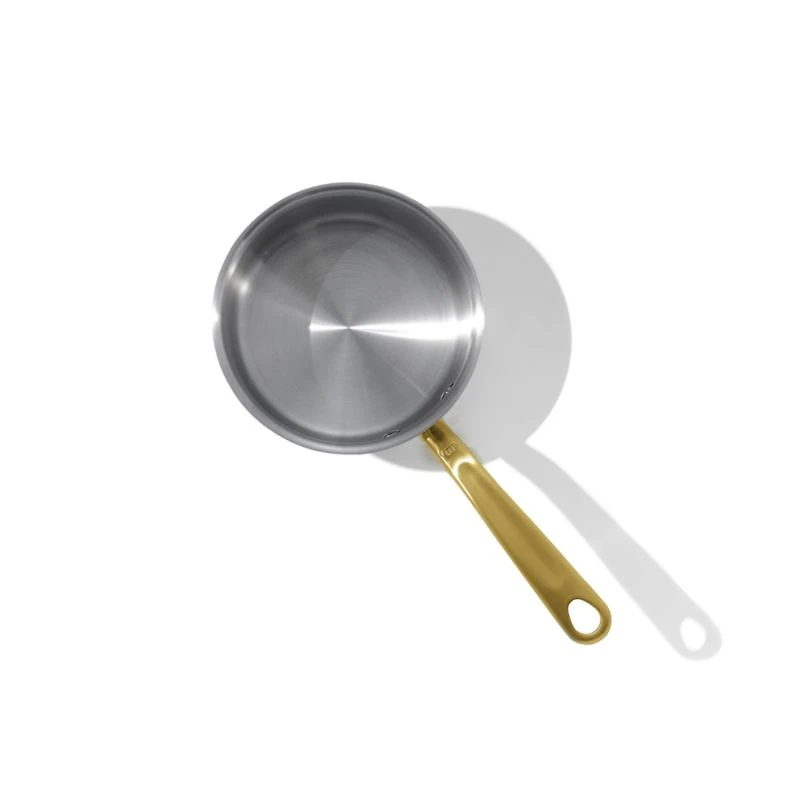 Made In Stainless Clad -Qt. Saucepan with Antique Brass Hardware