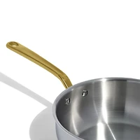 Made In Stainless Clad 3-Qt. Saucier with Antique Brass Hardware