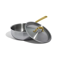 Made In Stainless Clad 3-Qt. Saucier with Antique Brass Hardware