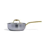 Made In Stainless Clad 3-Qt. Saucier with Antique Brass Hardware