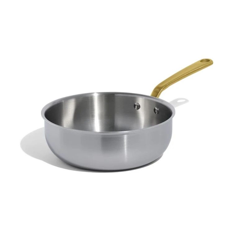 Made In Stainless Clad 3-Qt. Saucier with Antique Brass Hardware