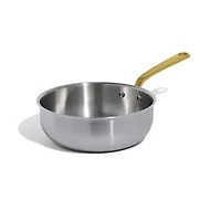 Made In Stainless Clad 3-Qt. Saucier with Antique Brass Hardware