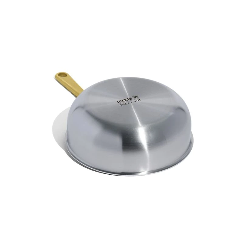 Made In Stainless Clad 3-Qt. Saucier with Antique Brass Hardware