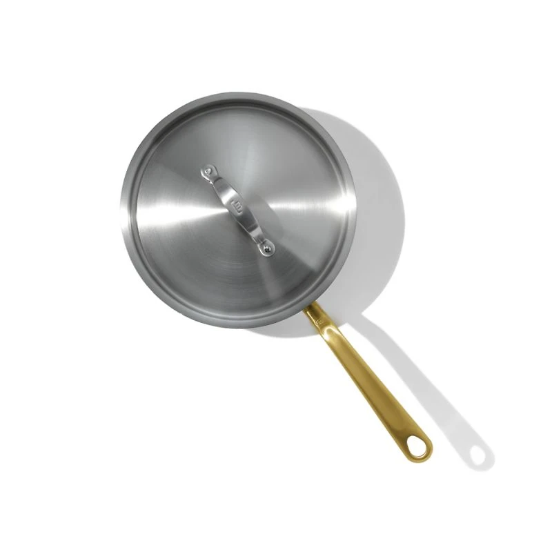 Made In Stainless Clad 3-Qt. Saucier with Antique Brass Hardware