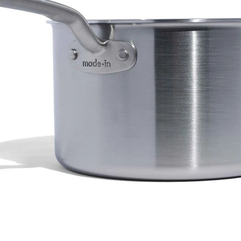 Made In -Qt. Stainless Clad Saucepan with Stainless Steel Hardware