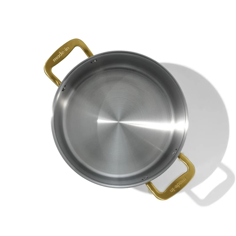 Made In Stainless Clad 8-Qt. Stockpot with Antique Brass Hardware