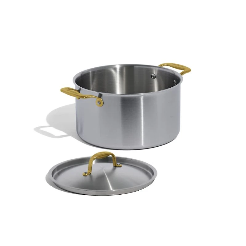 Made In Stainless Clad 8-Qt. Stockpot with Antique Brass Hardware