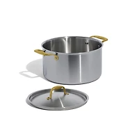 Made In Stainless Clad 8-Qt. Stockpot with Antique Brass Hardware