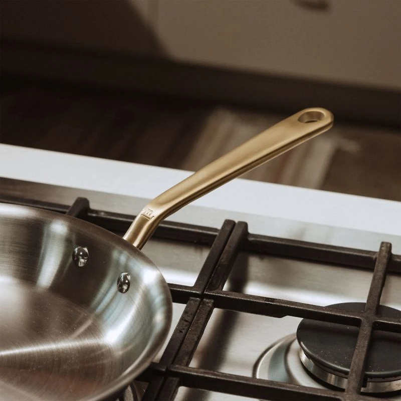 Made In Stainless Clad 2-Piece Fry Pan Set with Antique Brass Hardware