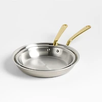Made In Stainless Clad 2-Piece Fry Pan Set with Antique Brass Hardware
