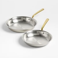 Made In Stainless Clad 2-Piece Fry Pan Set with Antique Brass Hardware