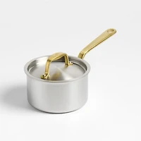 Made In Stainless Clad -Qt. Saucepan with Antique Brass Hardware