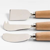 Madeira Oak Wood Cheese Knives, Set of 3