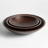 Madeira 12" Walnut-Finished Acacia Wood Salad Serving Bowl