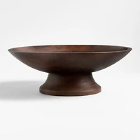 Madeira Walnut-Finished Acacia Wood Tall Footed Serving Bowl