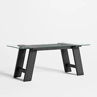 Madison 72" Glass Desk with Ebonized Wood Base