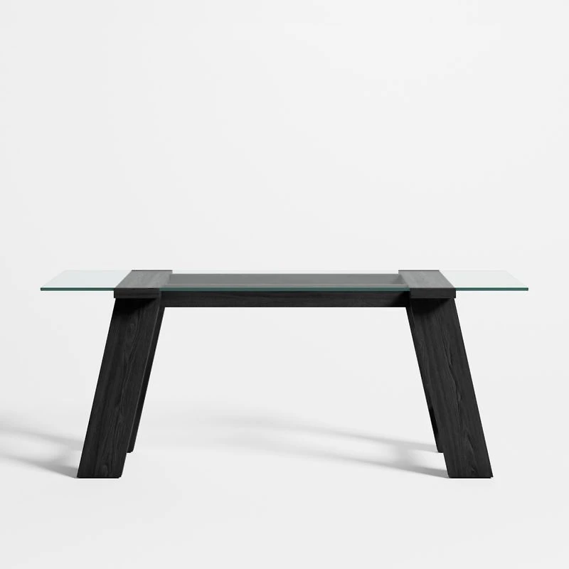 Madison 72" Glass Desk with Ebonized Wood Base